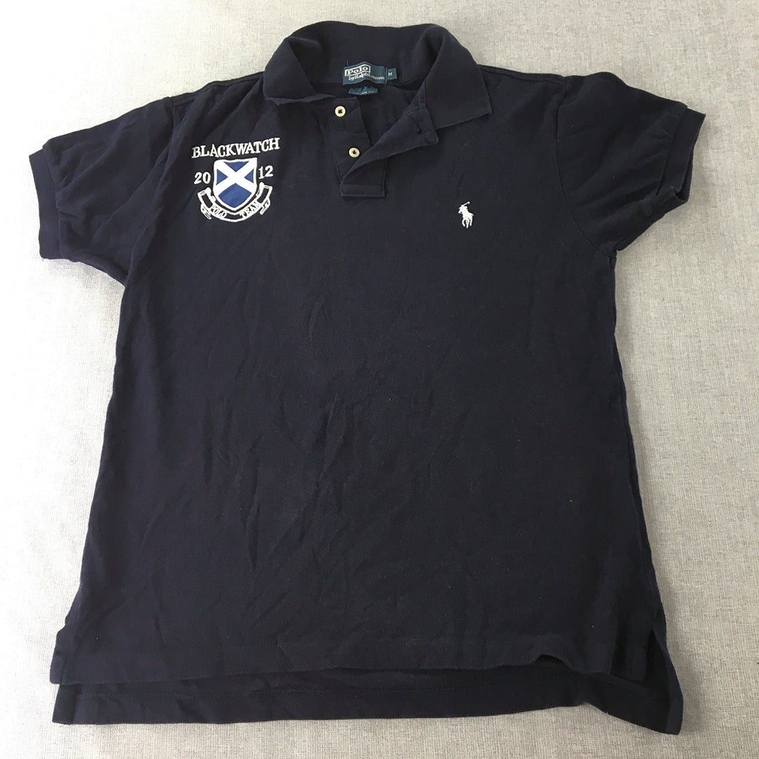 Polo Ralph Lauren Blackwatch Team Mens Shirt Size M Blue Logo Collared Rugby