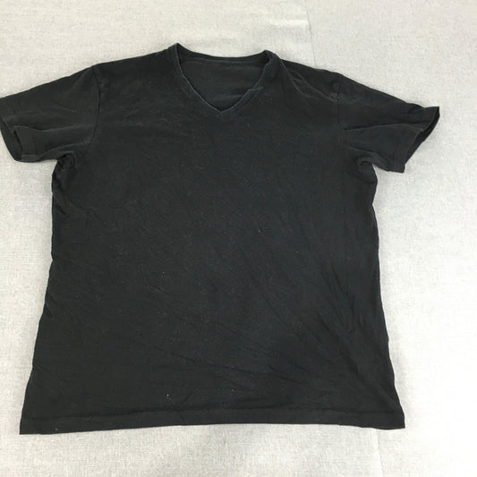 Uniqlo Mens T-Shirt Size XL Black V-Neck Neck Short Sleeve Tee