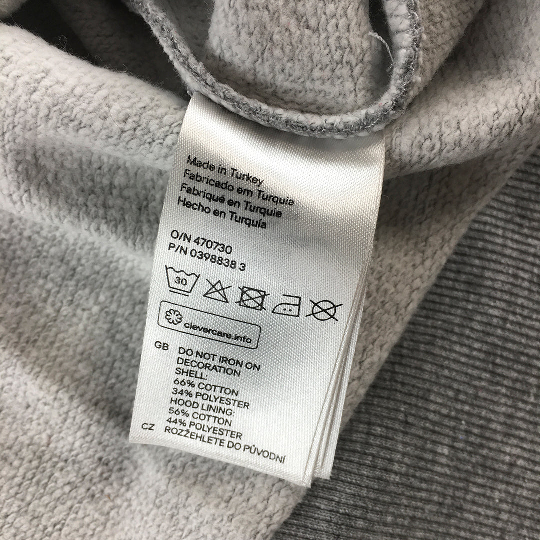 H&M Mens Hoodie Sweater Size M Grey Boston USA Logo Pullover Jumper