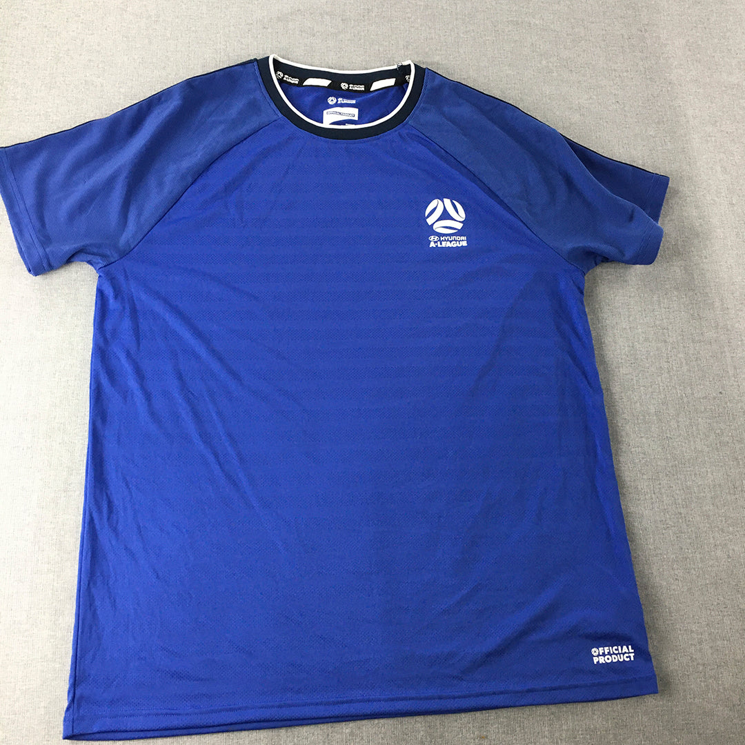 Hyundai A-League Mens T-Shirt Size XL Blue Logo Football Soccer Jersey