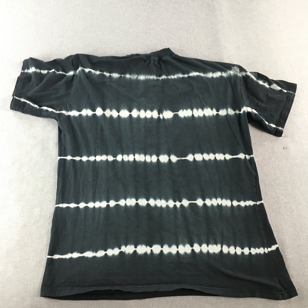 Boohoo Man T-Shirt Size M Black Tie-Dye Striped Short Sleeve Crew Neck Tee