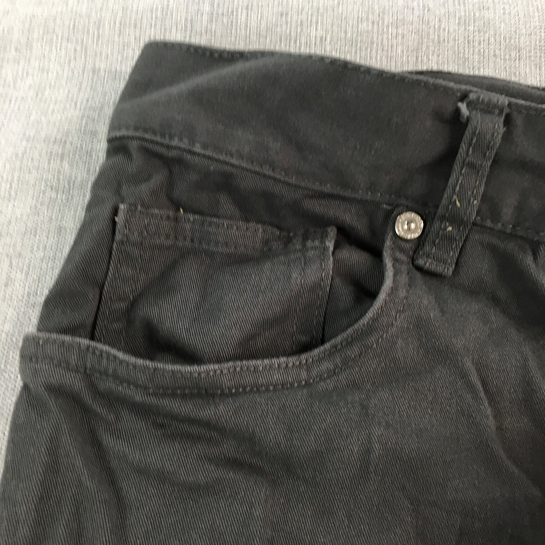 H&M Mens Chino Pants Size 32 Black Slim Fit Pockets Trousers