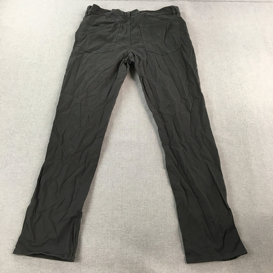 H&M Mens Chino Pants Size 32 Black Slim Fit Pockets Trousers