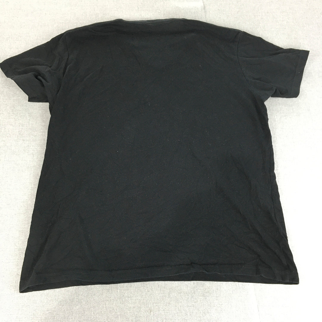 Uniqlo Mens T-Shirt Size XL Black V-Neck Neck Short Sleeve Tee