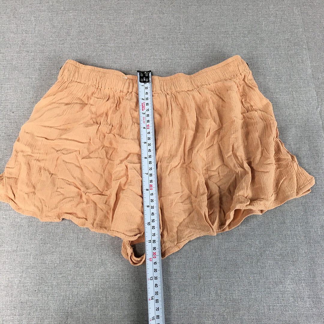 Salty Lemon Womens Shorts Size S Orange Drawstring Elastic Waist Rayon