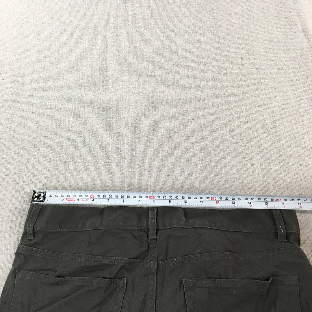 H&M Mens Chino Pants Size 32 Black Slim Fit Pockets Trousers