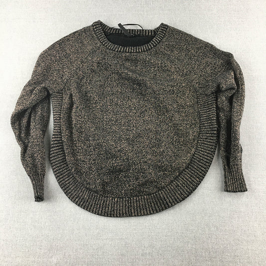 Guess Womens Knit Sweater Size XS Brown Crew Neck Pullover Jumper