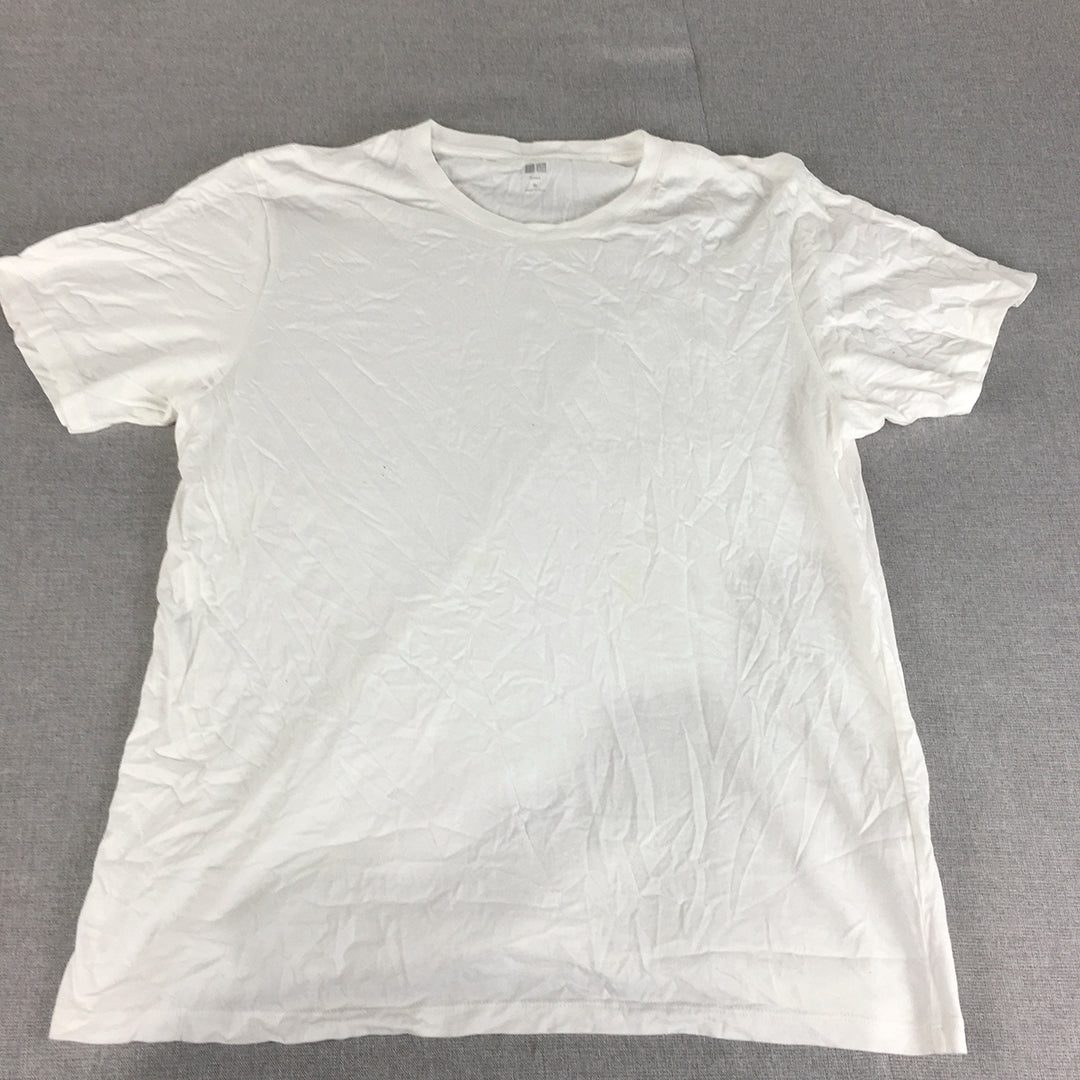 Uniqlo Mens T-Shirt Size XL White Crew Neck Neck Short Sleeve Tee