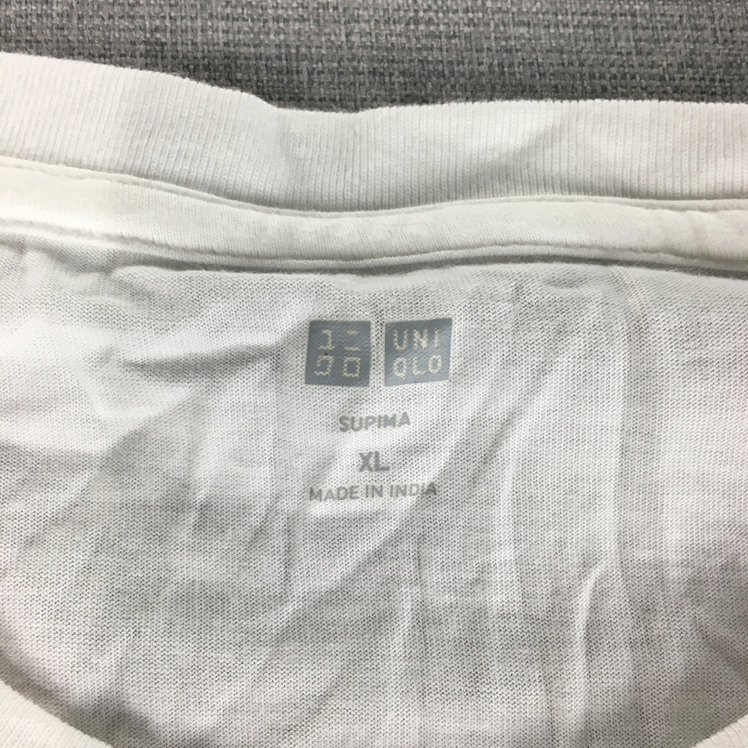 Uniqlo Mens T-Shirt Size XL White Crew Neck Neck Short Sleeve Tee