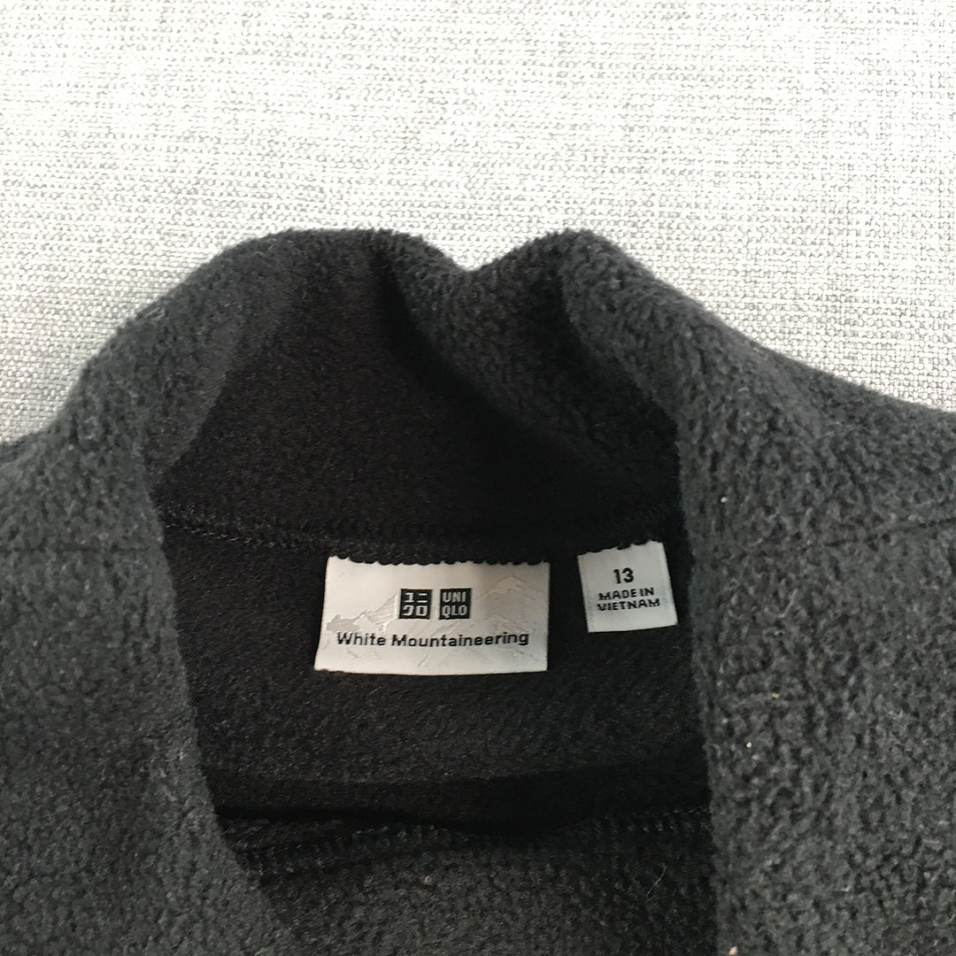 Uniqlo Kids Boys Fleece Sweater Youth Size L (13) Black Mock Neck Jumper