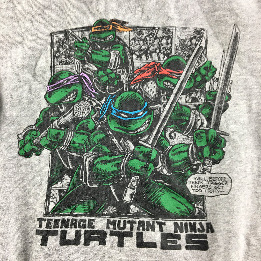 Teenage Mutant Ninja Turtles Kids Boys Hoodie Sweater Size 8 Grey Jumper TMNT