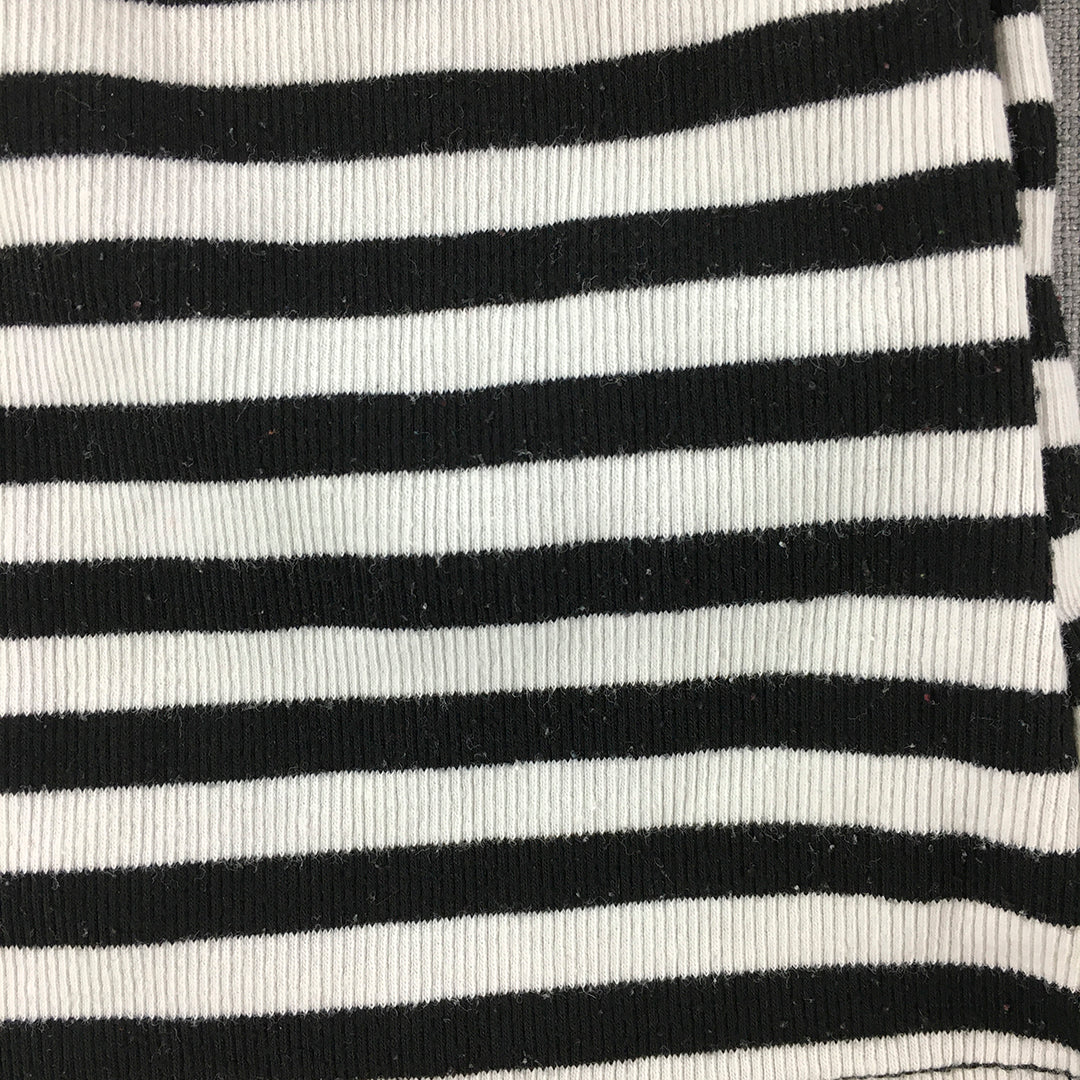 Zacharia Bier Womens Shirt Size 8 Black White Striped Long Sleeve Pullover