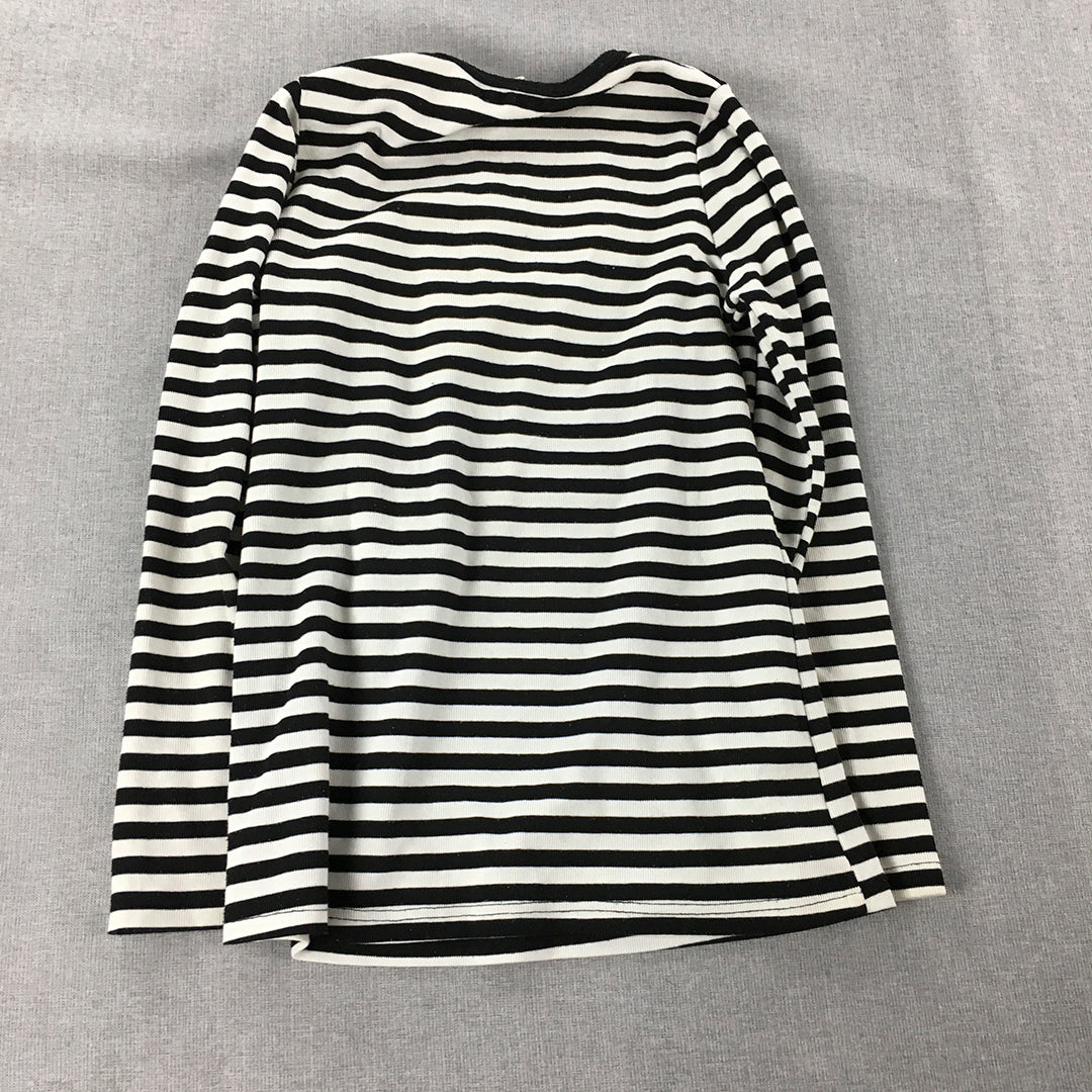 Zacharia Bier Womens Shirt Size 8 Black White Striped Long Sleeve Pullover