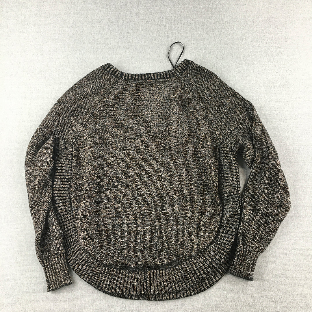 Guess Womens Knit Sweater Size XS Brown Crew Neck Pullover Jumper