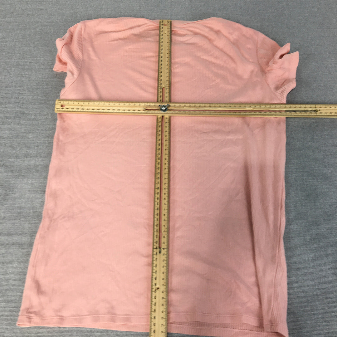 Unliqlo Womens Top Size L Pink Crew Neck Short Sleeve Stretch Fabric T-Shirt