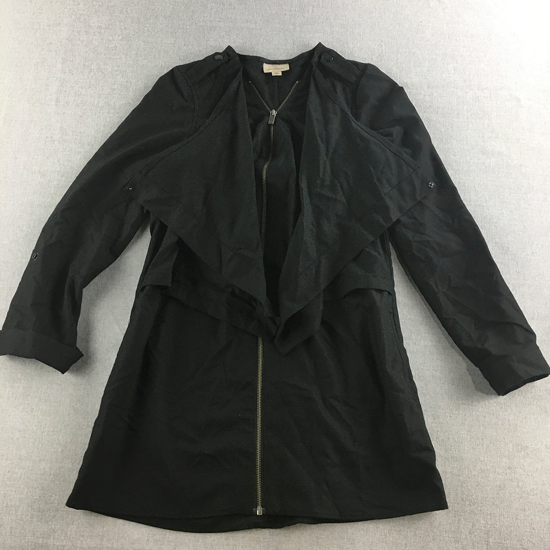 Witchery Womens Jacket Size 12 Black Zip-Up Layered Coat