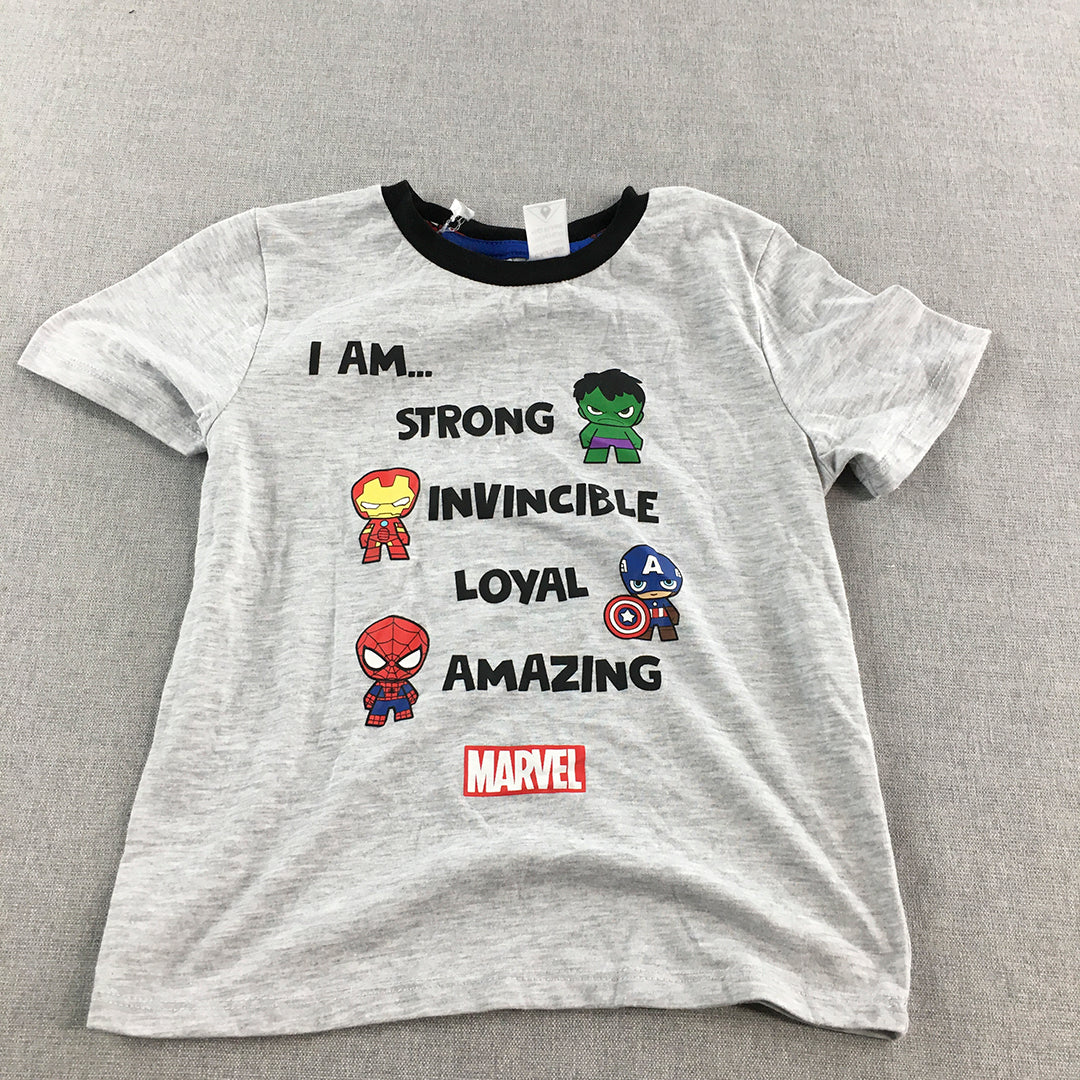 Marvel Avengers Kids Boys T-Shirt Size 7 Grey Iron Man Thor Hulk Captain America