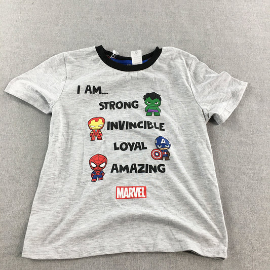 Marvel Avengers Kids Boys T-Shirt Size 7 Grey Iron Man Thor Hulk Captain America