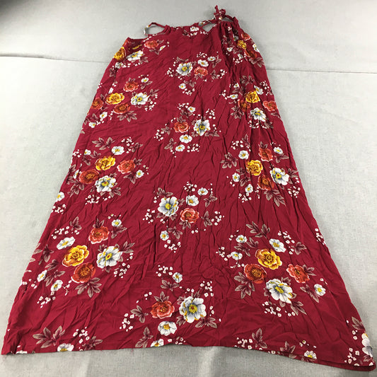 Chic Lady Womens Sundress Size 12 Red Floral Sleeveless Long