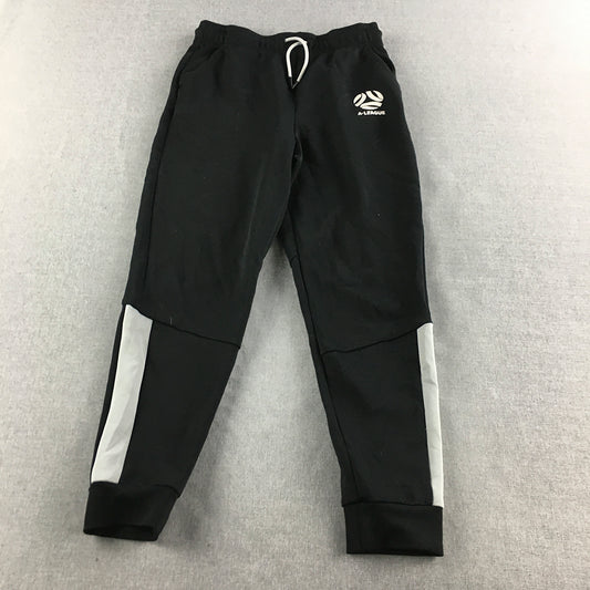 A-League Kids Boys Jogger Pants Size 12 Black Logo Football Soccer Tracksuit