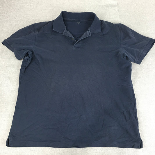 Uniqlo Mens Polo Shirt Size XL Navy Blue Collared Short Sleeve Rugby