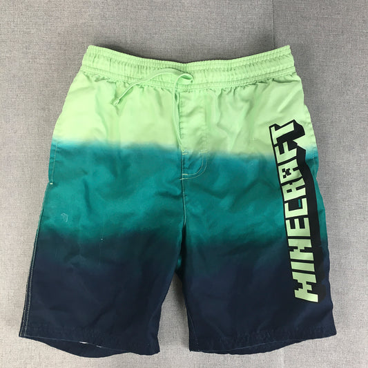 Minecraft Kids Boys Shorts Size 10 Green Logo Elastic Waist Pockets