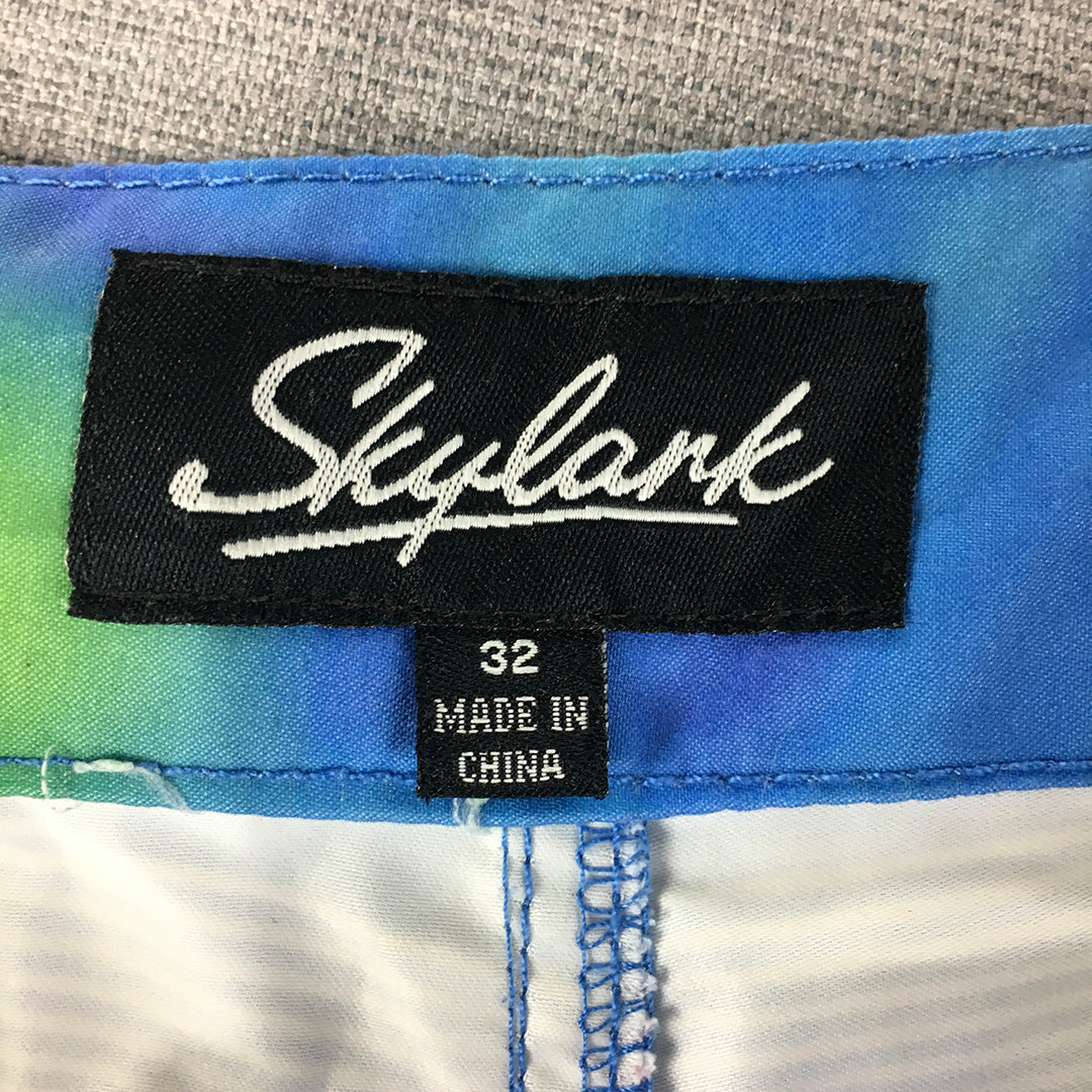 Skylark Mens Board Shorts Size 32 Blue Striped Surf Swim Boardies