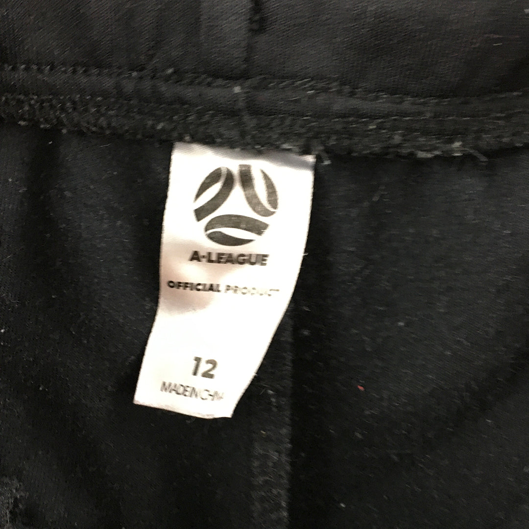 A-League Kids Boys Jogger Pants Size 12 Black Logo Football Soccer Tracksuit