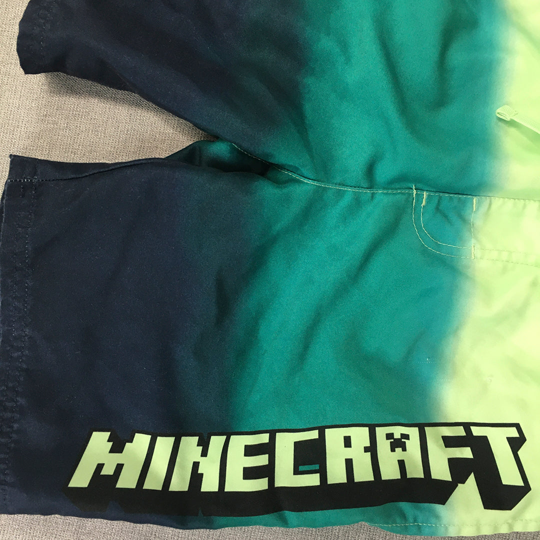 Minecraft Kids Boys Shorts Size 10 Green Logo Elastic Waist Pockets