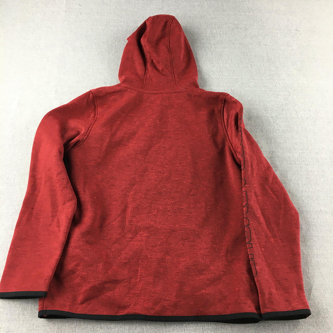 Under Armour Kids Boys Hoodie Sweater Youth Size M Red Logo Jumper