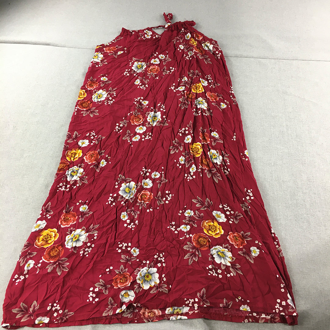 Chic Lady Womens Sundress Size 12 Red Floral Sleeveless Long