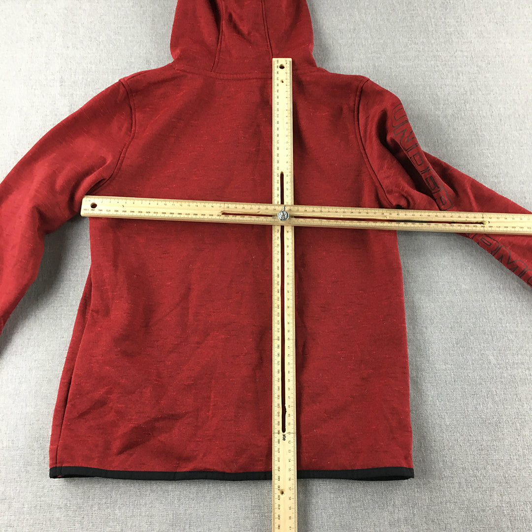 Under Armour Kids Boys Hoodie Sweater Youth Size M Red Logo Jumper