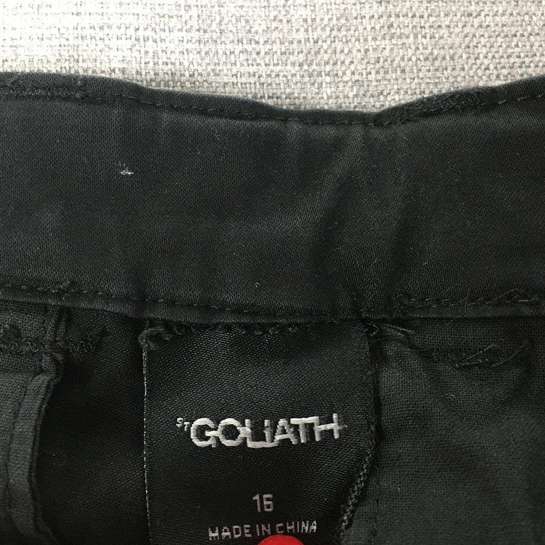 St Goliath Kids Boys Chino Shorts Size 16 (Youth XL Black Pockets Casual Walking