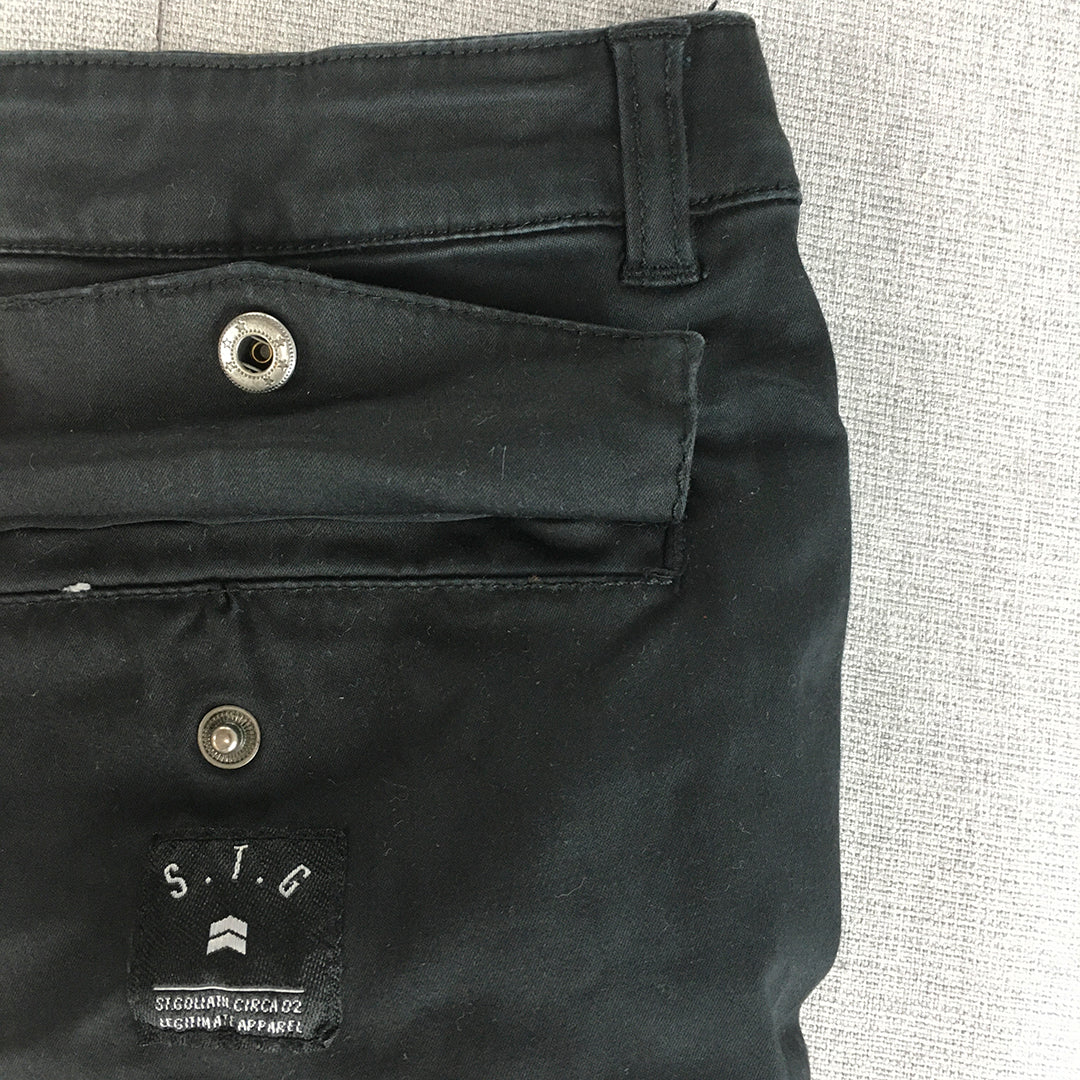 St Goliath Kids Boys Chino Shorts Size 16 (Youth XL Black Pockets Casual Walking