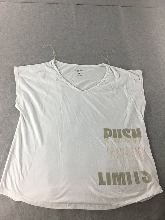 Autograph Active Womens T-Shirt Size 18 White Short Sleeve V-Neck Top