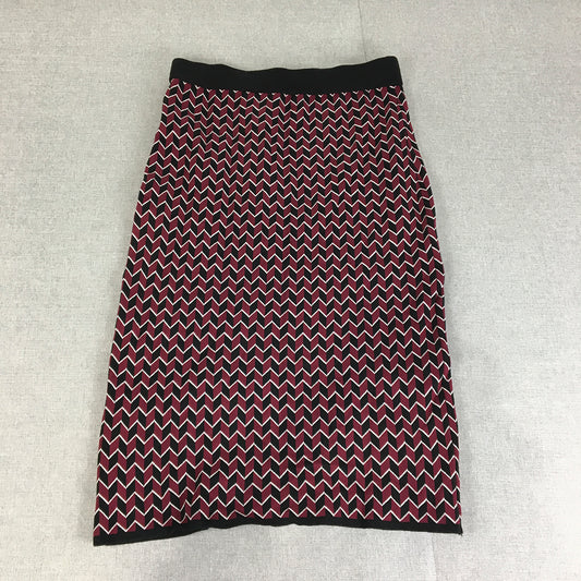 Forcast Womens Knit Skirt Size XL AU Red Balck Striped A-Line