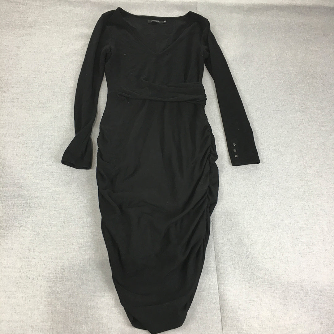 Portmans Womens Dress Size S Black Midi Long Sleeve Knit