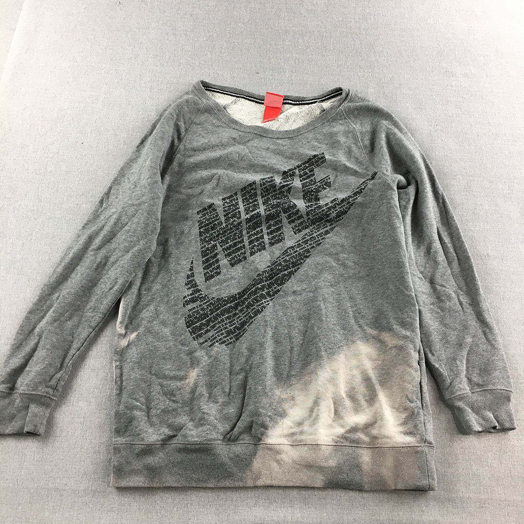 Nike Mens Sweater Size S Grey Big Logo Crew Neck Jumper