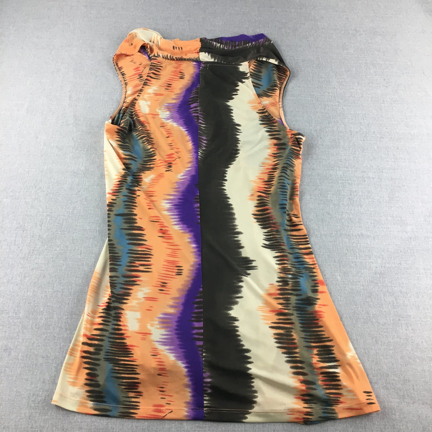 Cordelia St Womens Mini Dress Size 14 Orange Purple Striped Stretch Fabric