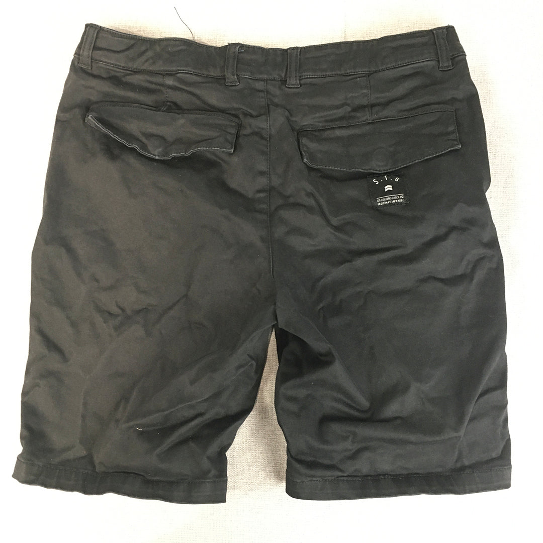 St Goliath Kids Boys Chino Shorts Size 16 (Youth XL Black Pockets Casual Walking