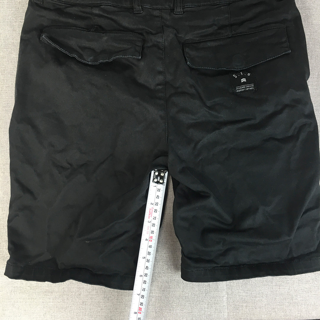 St Goliath Kids Boys Chino Shorts Size 16 (Youth XL Black Pockets Casual Walking