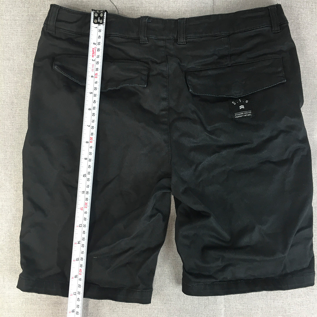 St Goliath Kids Boys Chino Shorts Size 16 (Youth XL Black Pockets Casual Walking