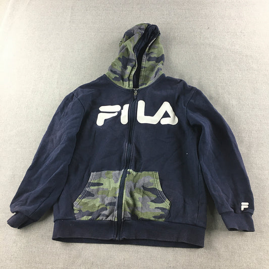 FILA Kids Boys Jacket Youth Size XL (16) Blue Logo Hoodie Pockets Coat