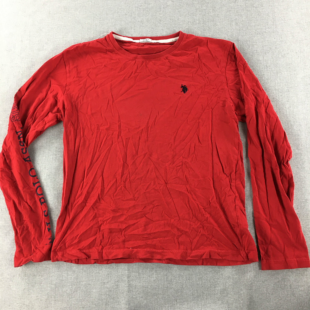 U.S. Polo Assn. Mens Shirt Size S Red Logo Long Sleeve Crew Neck Pullover