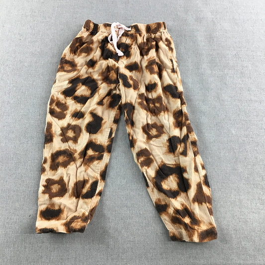 Peter Alexander Jnr Kids Girls Sleep Pants Size 4 Brown Leopard Print Pajama