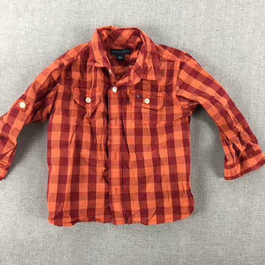 Tommy Hilfiger Kids Boys Shirt Size 18 Months Baby Toddler Red Checkered