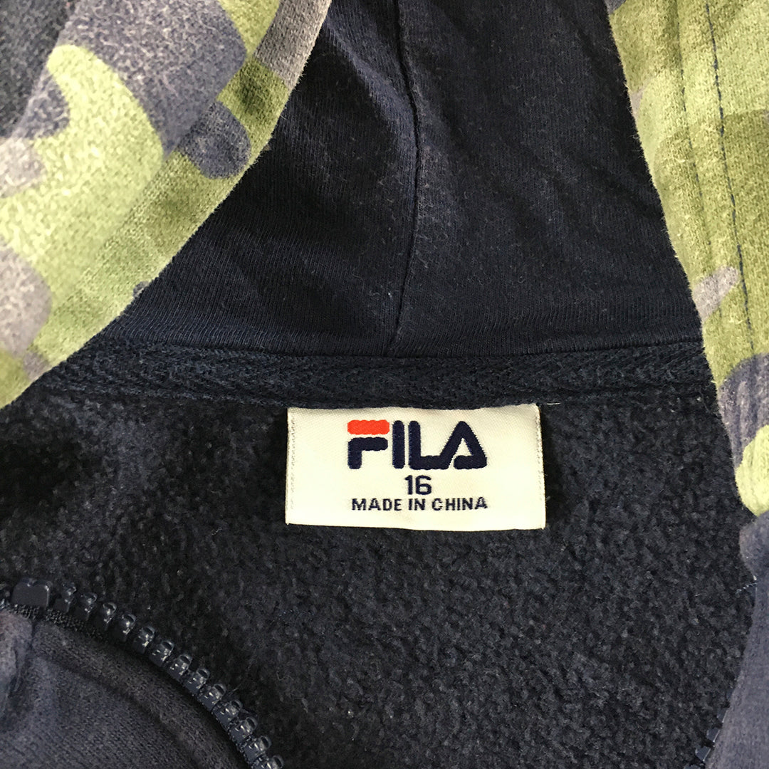 FILA Kids Boys Jacket Youth Size XL (16) Blue Logo Hoodie Pockets Coat