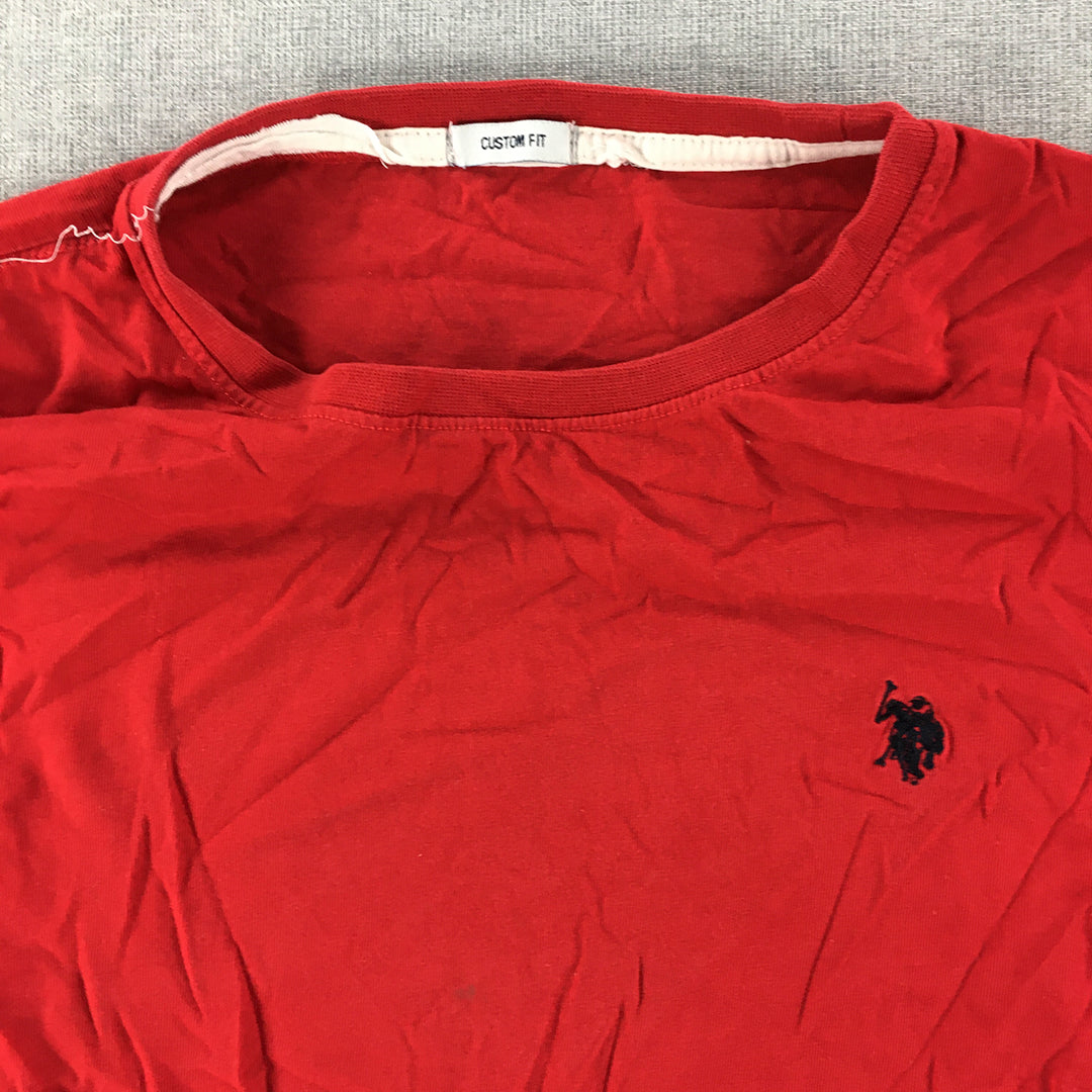 U.S. Polo Assn. Mens Shirt Size S Red Logo Long Sleeve Crew Neck Pullover