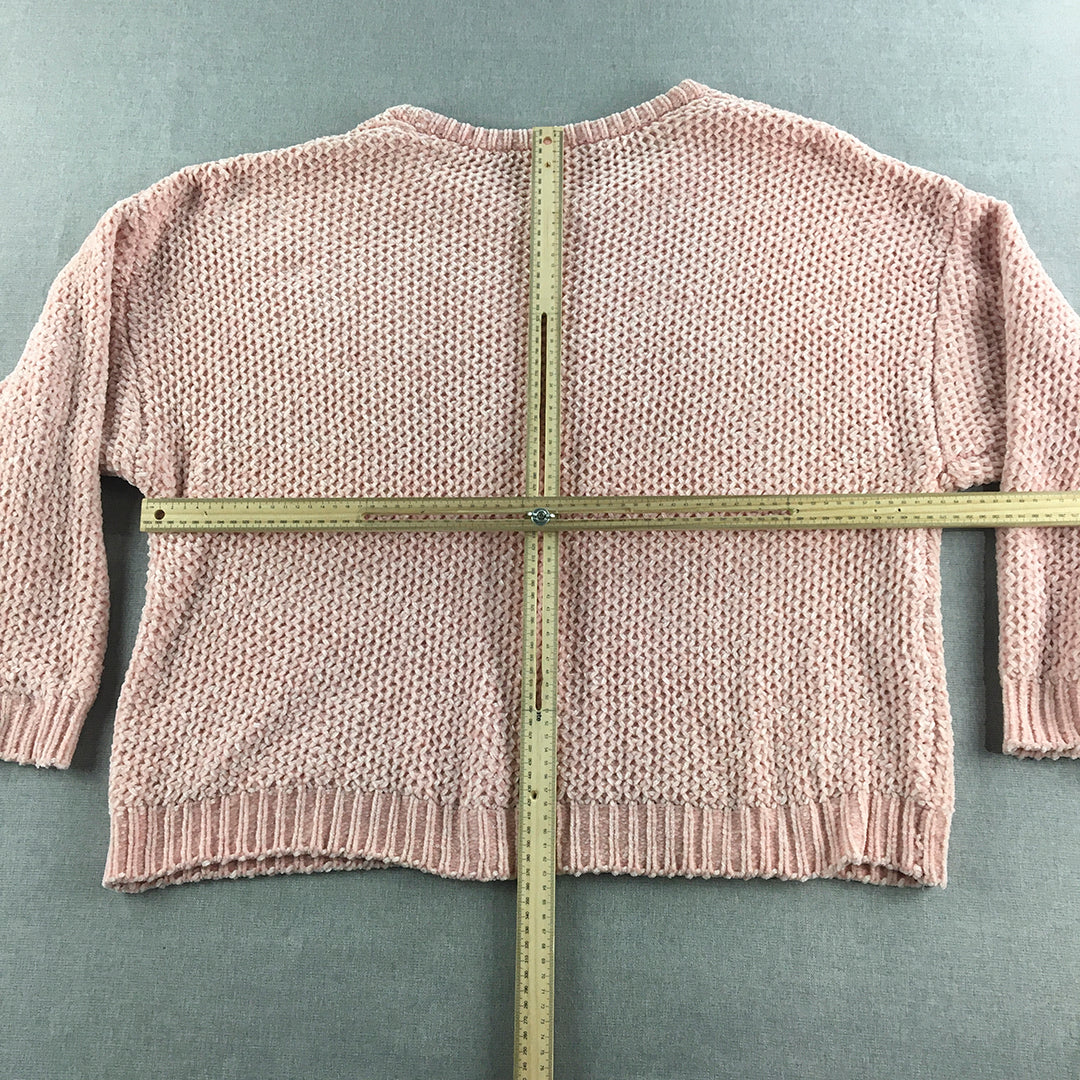 Chloe & Lola Womens Knit Sweater Size L Pink Crew Neck Pullover Jumper