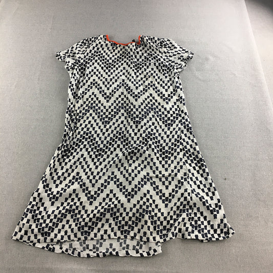 Foil Womens Dress Size S White Short Sleeve Zig-Zag Striped Dot Mini